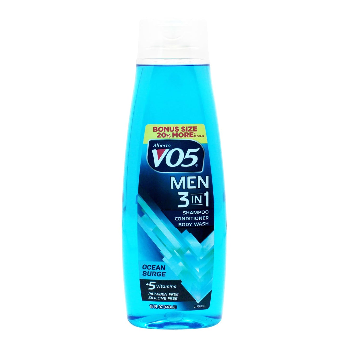 VO5 Alberto Men 3 in 1 Fresh Ocean Surge - 3 in 1 Shampoo Conditioner and Body Wash - With 5 Oils and 5 Vitamins - Energizing Ocean Scent - 15 oz
