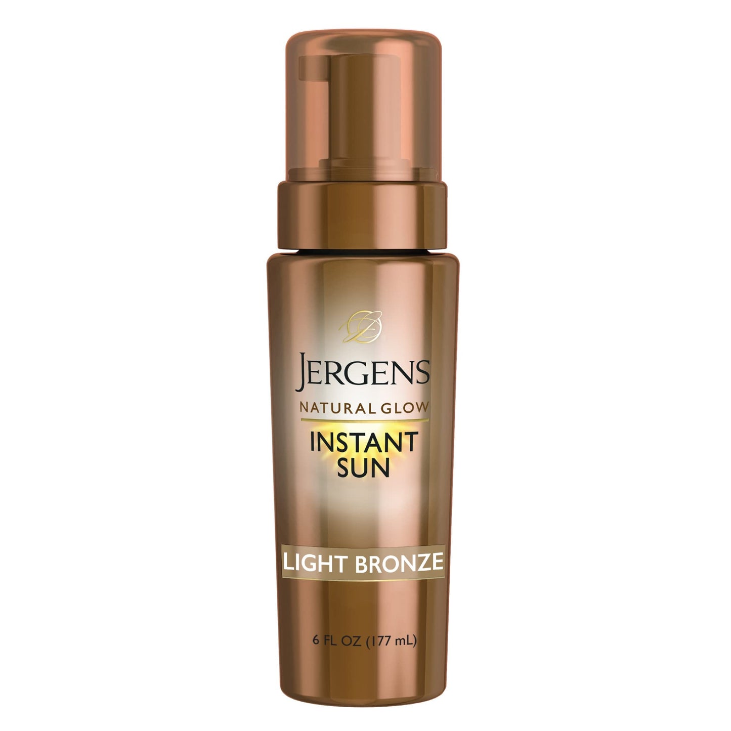 Jergens Natural Glow Instant Sun Body Mousse, Self Tanner for Light Bronze Tan, Sunless Tanning Body Bronzer for Natural Looking Color Instantly, 6 Oz