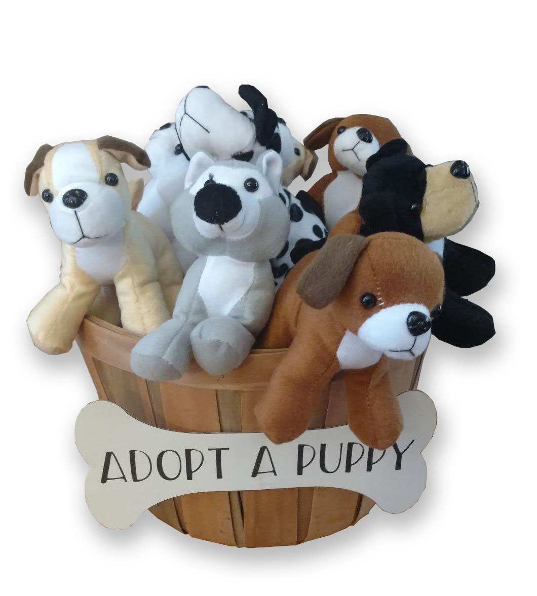 "4E's 12-Pack Plush Puppy Dogs – 5'' Small Stuffed Animals, 6 Designs – Cute Birthday Party Favors & Gifts for Kids"