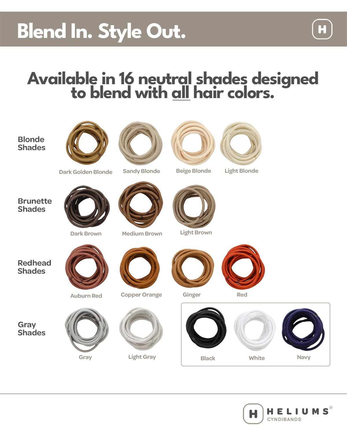 Heliums Small Hair Ties - Black - No Damage Mini 1 Inch Reusable 2mm Elastics for Thin Hair and Kids, Neutral Ponytail Holders - 48 Count