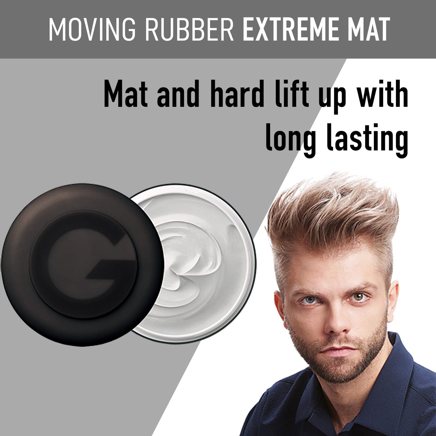 GATSBY Moving Rubber Extreme Mat Hair Wax | Strong Hold, Matte Finish | Create Spiky, Bouncy, or Textured Styles | US Version, 80g/2.8oz