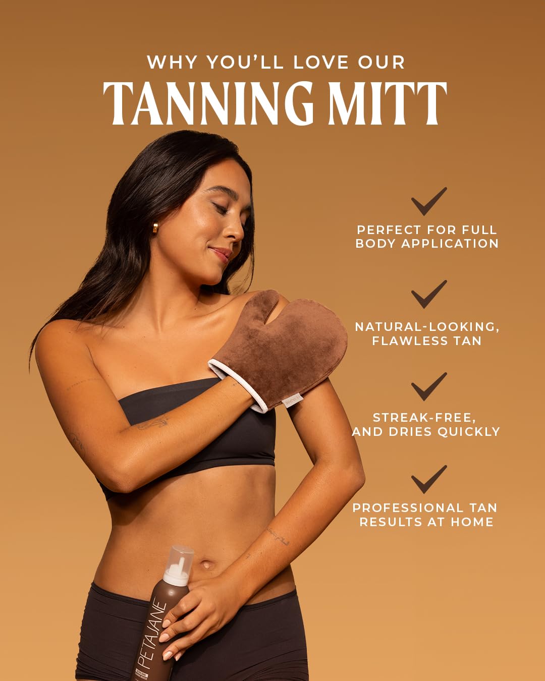 Peta Jane Sunless Tan Applicator Mitt - Made in the USA - Streak-Free, Washable, Reusable, Ensures Even Application, 1 Pack