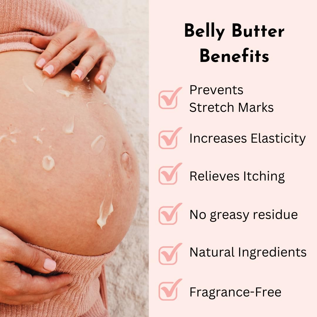 Irene Organics Organic Belly Butter 4oz – Hydrating Pregnancy & Postpartum Cream for Stretch Mark Prevention & Treatment
