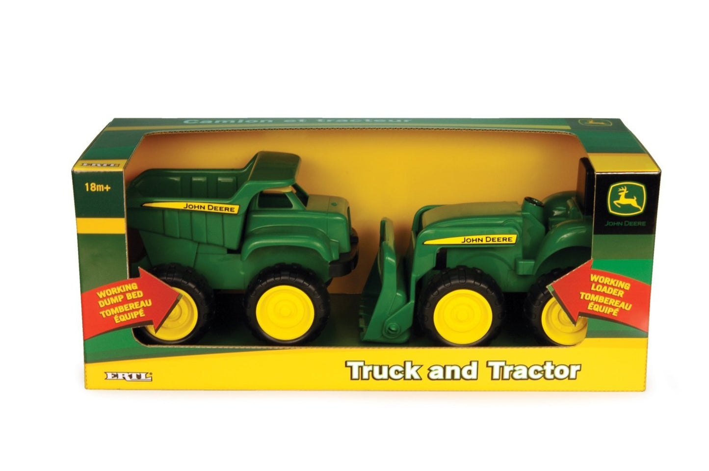 TOMY John Deere Vehicle Set - 2-Pack Dump Truck & Tractor with Loader, 6" Construction & Sandbox Toys for Kids 18 Months+
