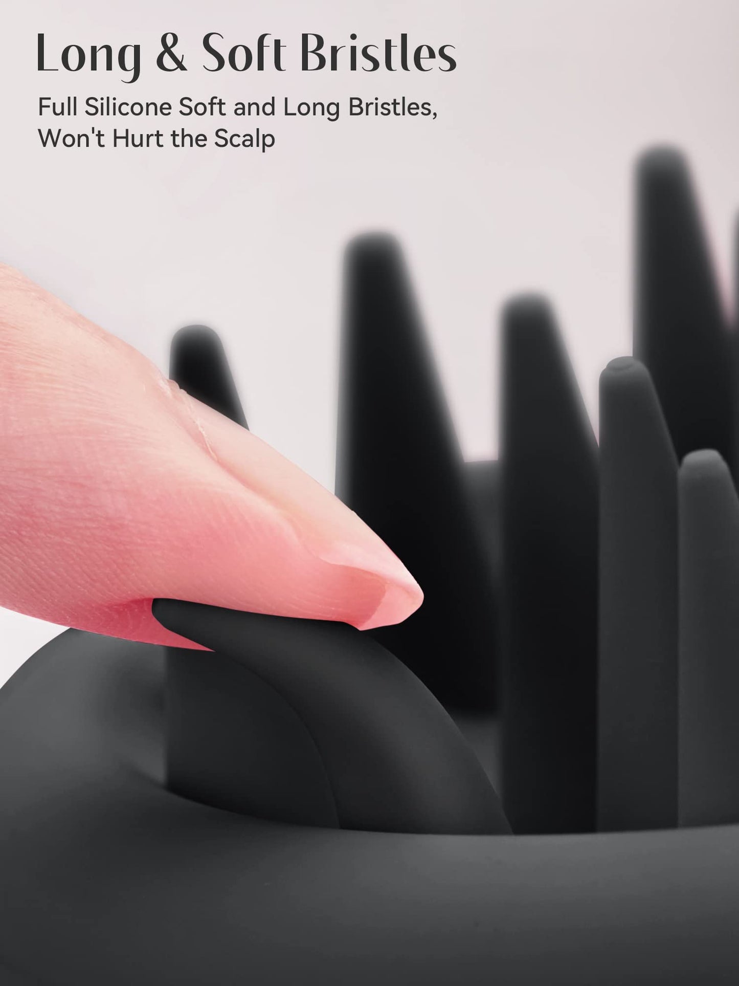 HEETA Scalp Massager Shampoo Brush – Soft Silicone Scalp Scrubber for Hair Growth, Dandruff Removal & Relaxation, Wet & Dry Hair Use, Black