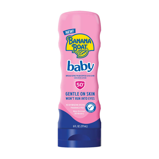 Banana Boat Baby Sunscreen SPF 50, 6oz | SPF 50 Sunscreen for Babies and Toddlers, Beach Essentials, Baby Sunblock, 6oz