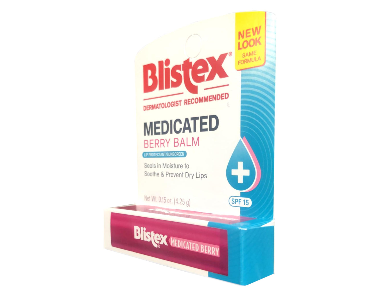 Blistex Medicated Berry Balm Lip Protectant and Sunscreen SPF 15, Soothes and Prevents Dry Chapped Lips, 0.15 oz