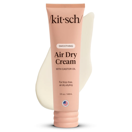 Kitsch Smoothing Air Dry Cream – Frizz Control Styling Cream with Castor & Coconut Oil – Enhances Natural Texture, 24-Hour Smooth Finish, 5 oz