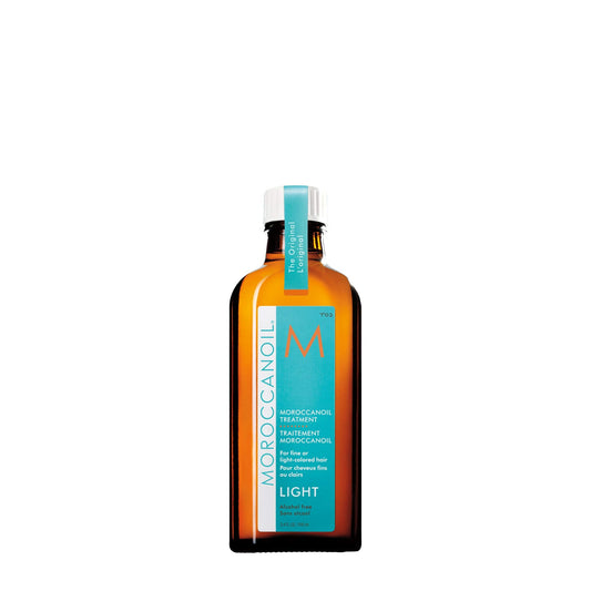 Moroccanoil hair treatment bottle on a white background
