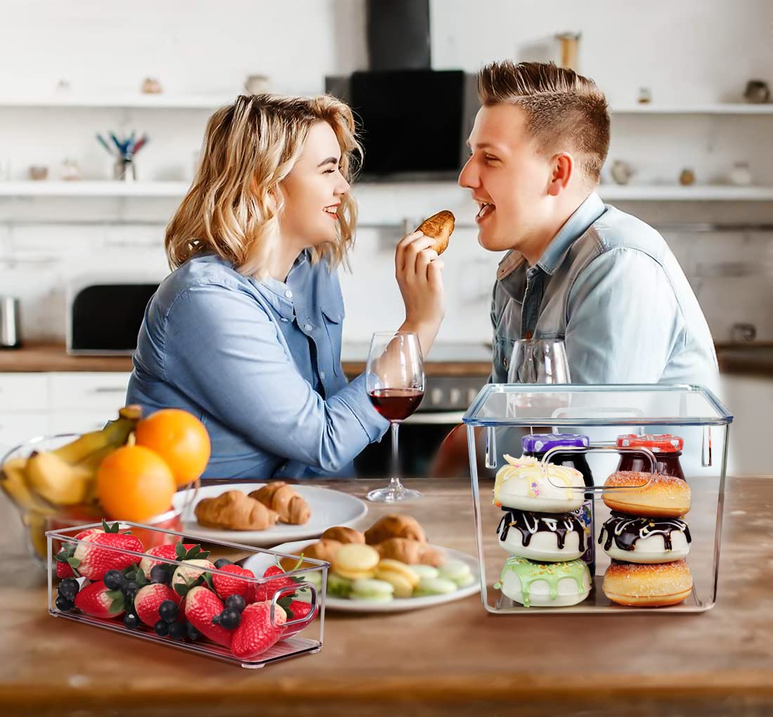 Set of 8 Clear Plastic Storage Bins – 4 Large & 4 Small Stackable Containers for Pantry, Kitchen, Cabinet & Home Organization