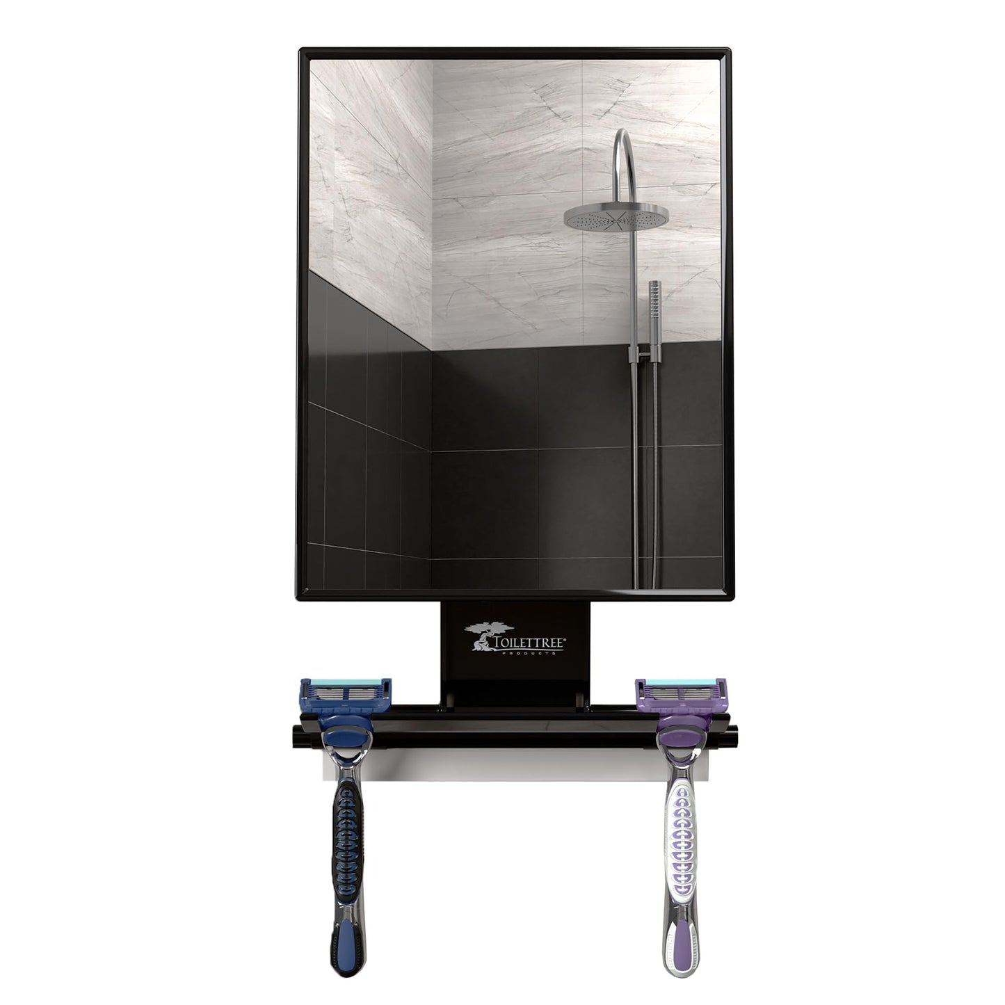 ToiletTree Fogless Shower Mirror – Adjustable Anti-Fog Shaving Mirror with Squeegee, Rust-Proof & Shatter-Resistant, Tall