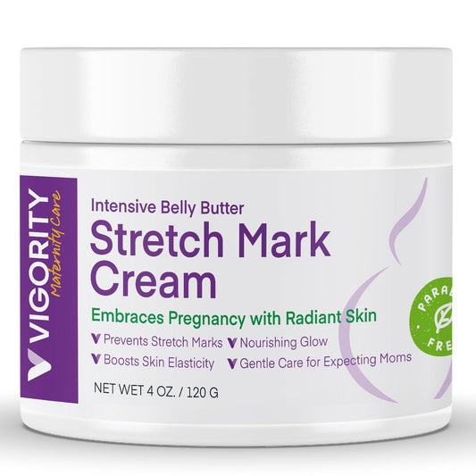 Stretch Mark Cream for Pregnancy - Belly Butter & Massage Lotion to Prevent & Repair Maternity Stretch Marks, 4 oz
