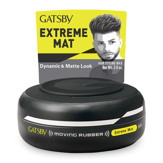 GATSBY Moving Rubber Extreme Mat Hair Wax | Strong Hold, Matte Finish | Create Spiky, Bouncy, or Textured Styles | US Version, 80g/2.8oz