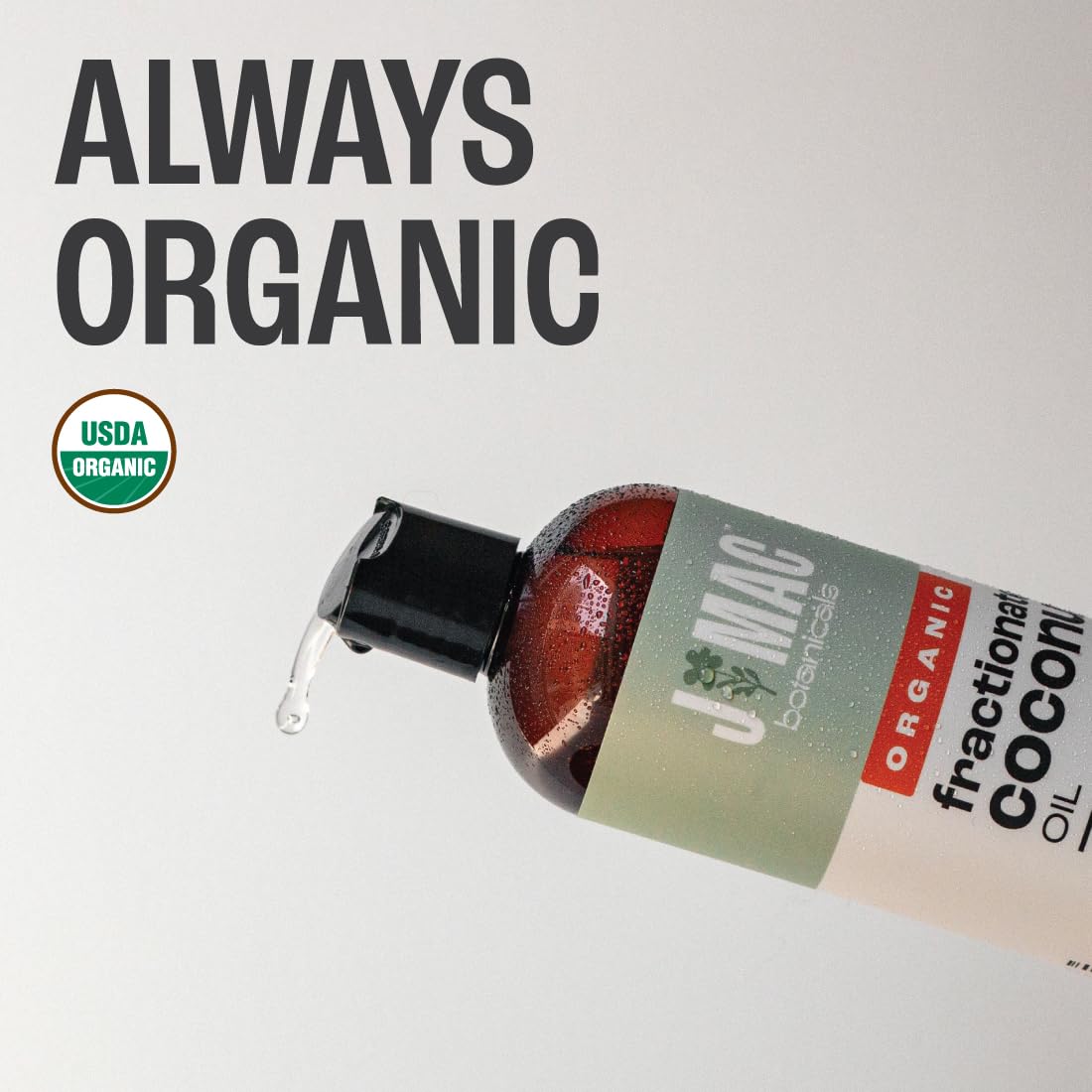 J MAC BOTANICALS Organic Fractionated Coconut Oil 16oz – Carrier Oil for Essential Oils, Hair, Skin & Massage, Leave-In Conditioner