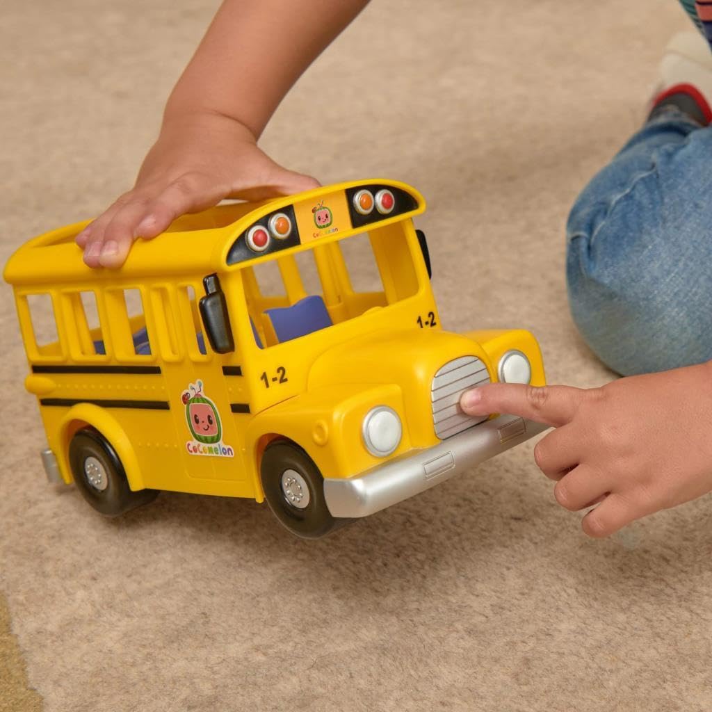 CoComelon Musical Yellow School Bus Toy – Plays ‘Wheels on The Bus’ Clips, Includes Removable JJ Figure for Toddlers & Kids