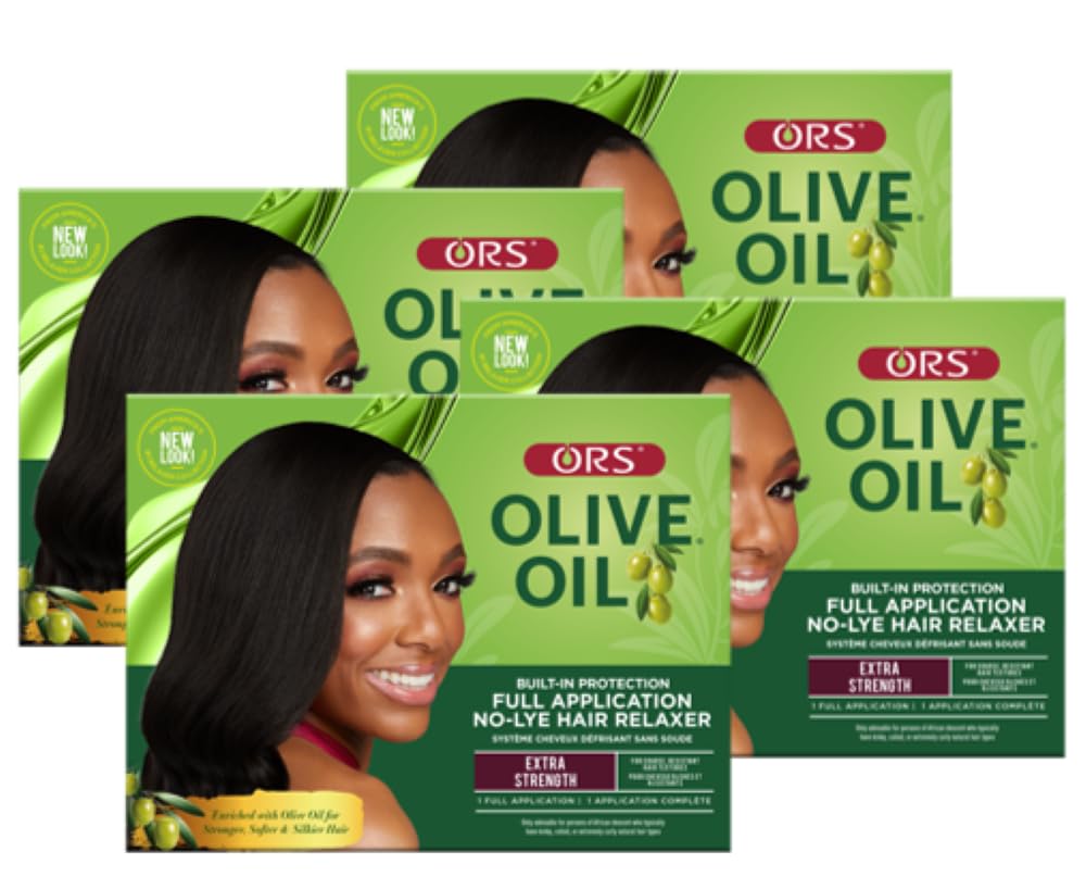 ORS Olive Oil Built-In Protection Full Application No-Lye Hair Relaxer Extra Strength (Pack of 4)
