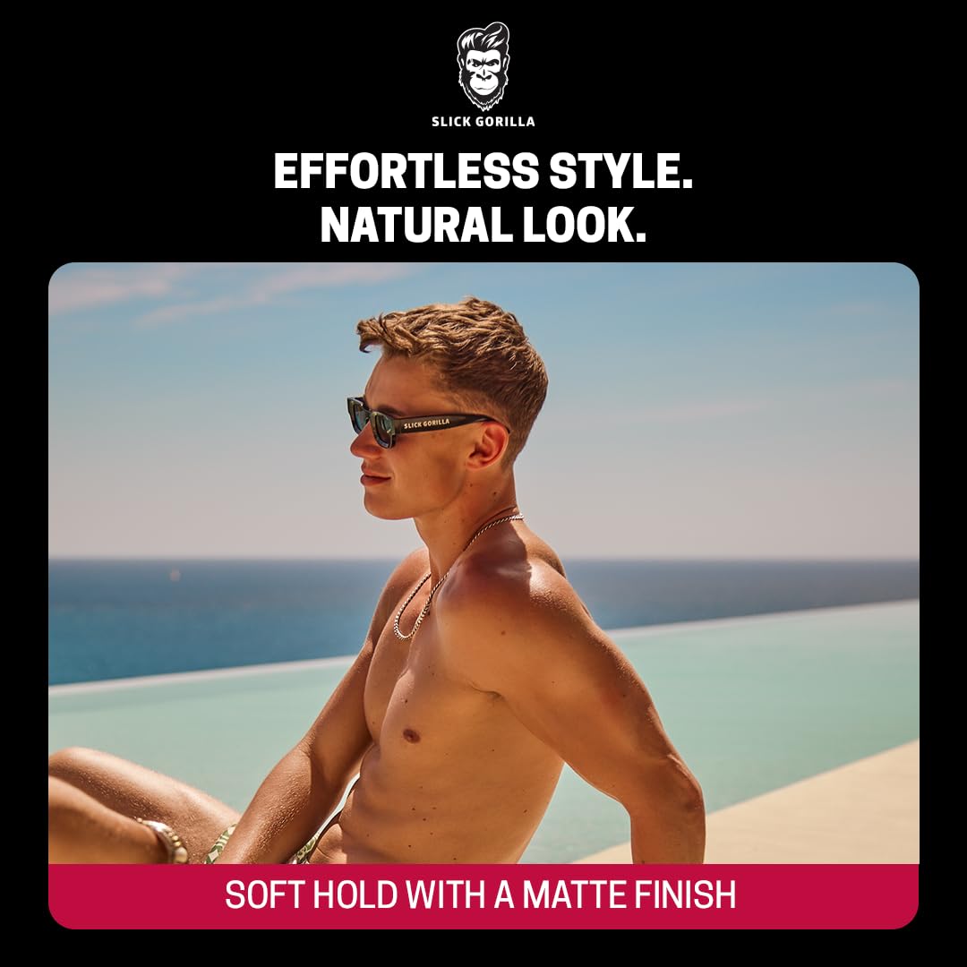 Slick Gorilla Lightwork Matte Hair Clay for Men 2.5 oz | Lightweight Water-Based Styling Clay | Flexible Hold, Natural Texture & Non-Greasy Matte Finish
