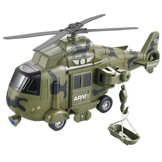 OCCAFY Military Helicopter Toy with Lights, Sound & Friction Power – Rescue Army Vehicle for Kids 3+, Toddler Boys Gift Toy