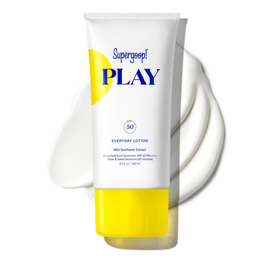 Supergoop! PLAY Everyday Lotion SPF 50 - Fast Absorbing, Water & Sweat Resistant Sunscreen for Face & Body, Sensitive Skin, 5.5 fl oz
