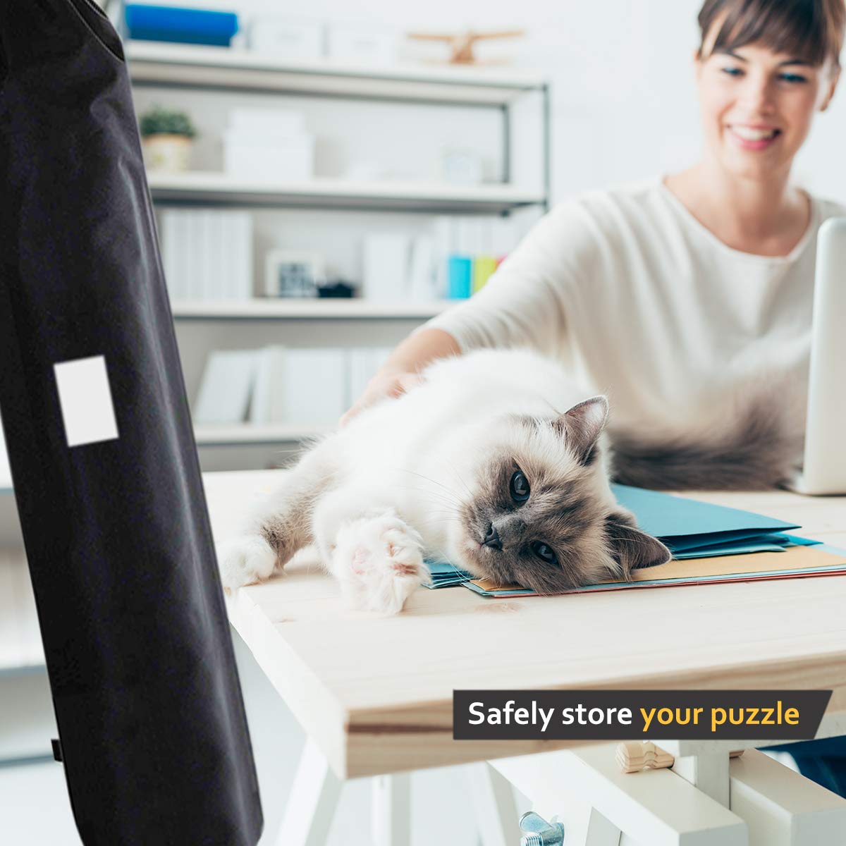 Jigsaw Puzzle Mat Roll-Up – Saver Board for 500-2000 Piece Puzzles, Storage & Transport, Premium Felt Mat with Inflatable Tube & Organizer