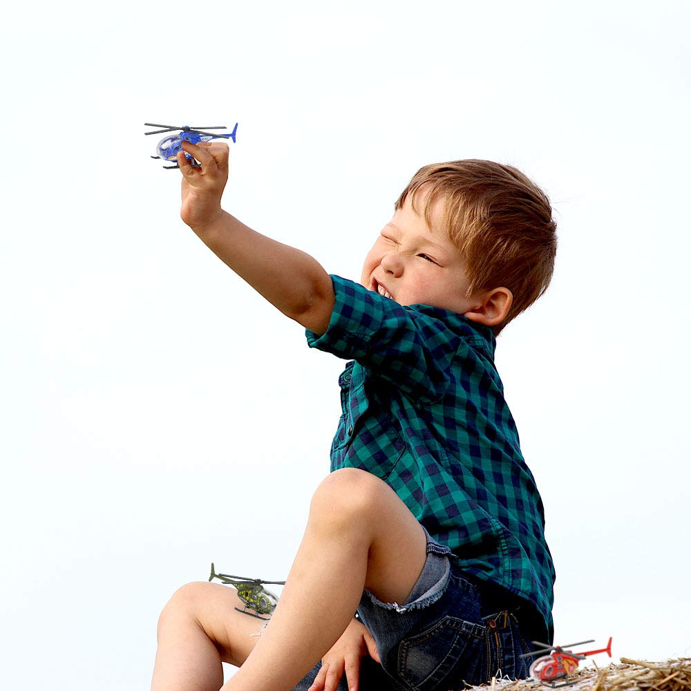 ArtCreativity Diecast Helicopter Toy Set of 4 – Police, Fire, EMS & Military Choppers with Spinning Props, Kids Birthday Party Favors