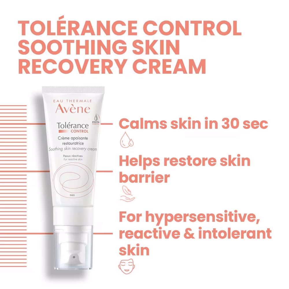 Avène Tolerance Control Soothing Cream for Hypersensitive Dry Skin, Restores Barrier, Calms Irritation, Fragrance-Free 1.3 fl oz