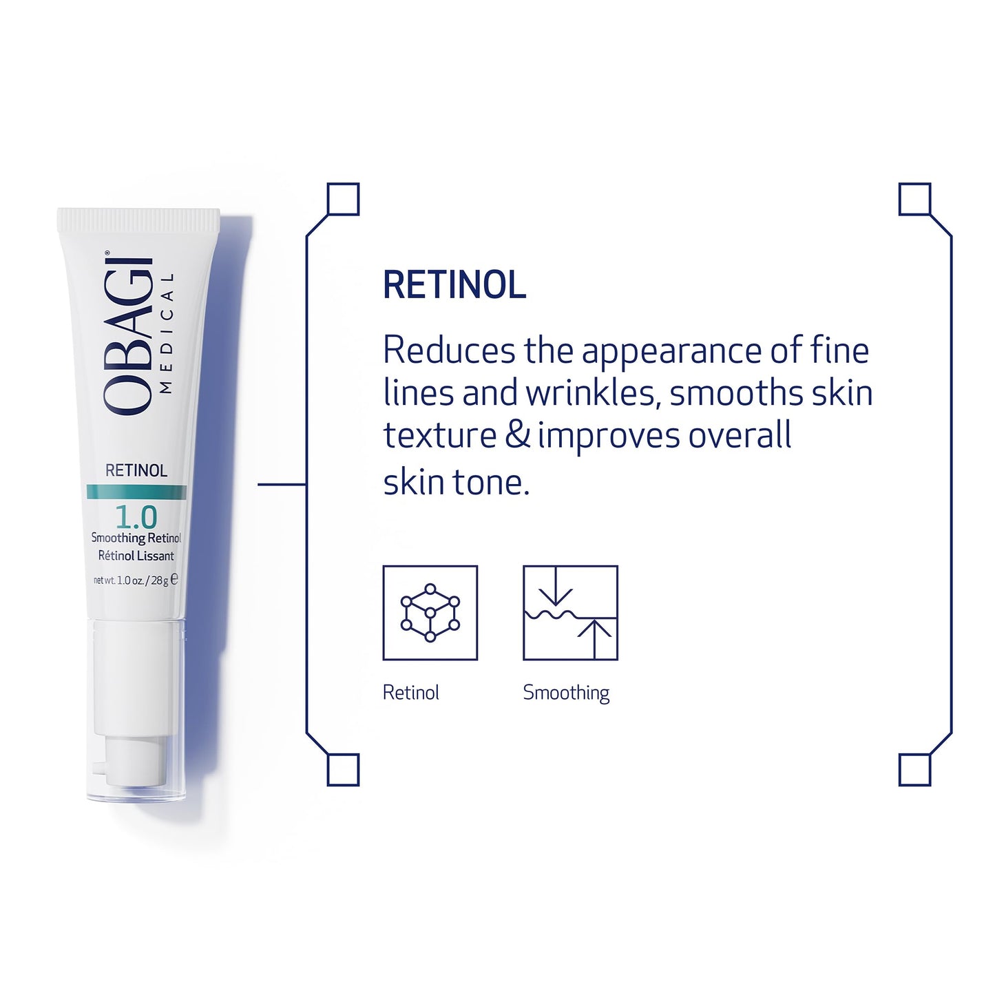 Obagi Medical Retinol 1.0 Cream, High Strength Retinol for Fine Lines, Wrinkles & Smoother Skin, Minimal Irritation, 1 oz