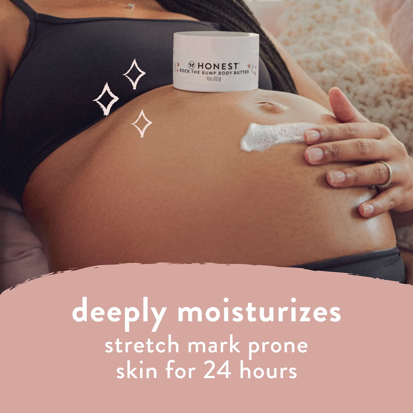 The Honest Company Honest Mama Rock The Bump Body Butter | Moisturizing Stretch Mark Cream | Shea Butter, Avocado Oil, Vitamin E | Hypoallergenic + Dermatologist Tested | 4 oz