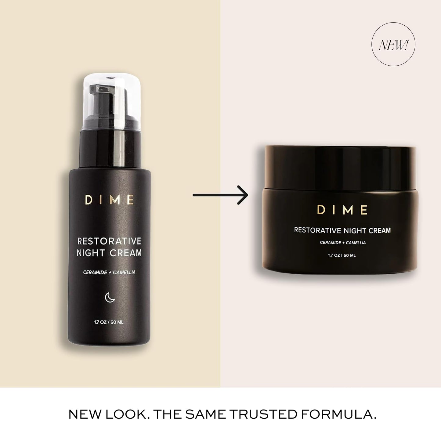 Dime Beauty Restorative Night Cream, Facial Moisturizer with Ceramides and Sea Buckthorn, 1.7 oz / 50 ml in Pump