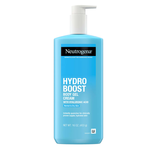Neutrogena Hydro Boost Body Gel Cream – Fragrance-Free Hydrating Lotion with Hyaluronic Acid, Lightweight Moisturizer for Normal to Dry Skin, 16 oz