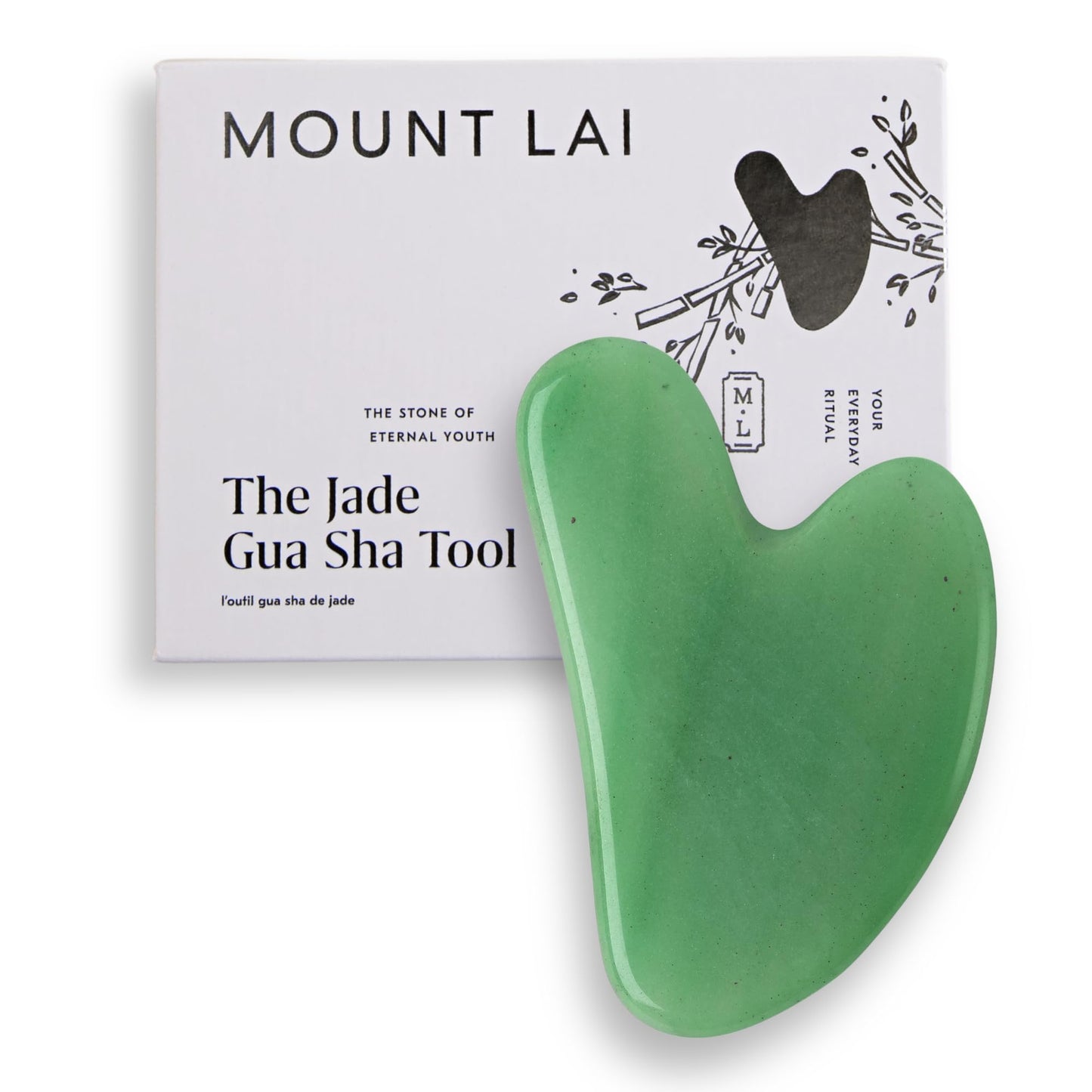 Mount Lai Jade Gua Sha Facial Tool – 100% Genuine Jade for Face Sculpting, Lymphatic Drainage, Puffiness Reduction & Radiance