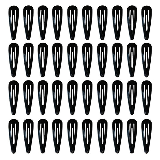 40 Pack Black 2 Inch Barrettes Women Metal Snap Hair Clips Accessories