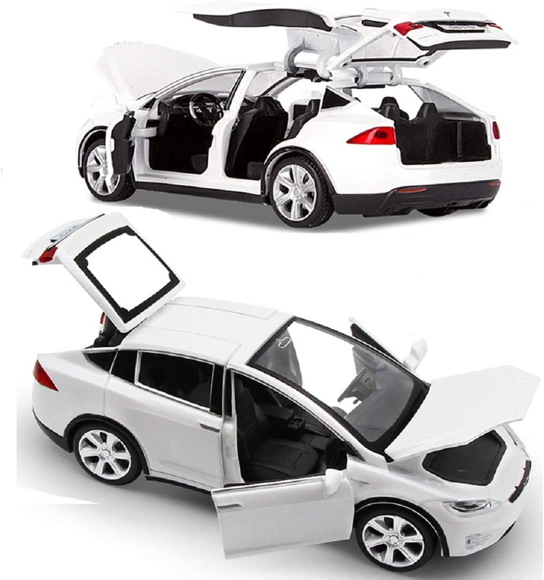 gidoyi Toy Car Model X, Pull Back Car Toys Alloy Vehicles with Lights and Sound 1:32 Scale Model Car (White)