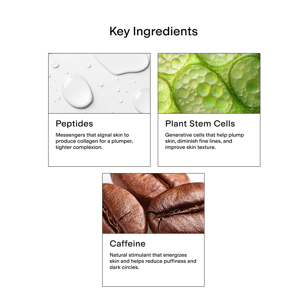 CLEARSTEM BRIGHTEYES Eye Gel & Lip Renewal - Cooling, Nourishing, Stem Cells, Peptides, Collagen, Aloe Vera - Gluten Free, 0.6 fl oz