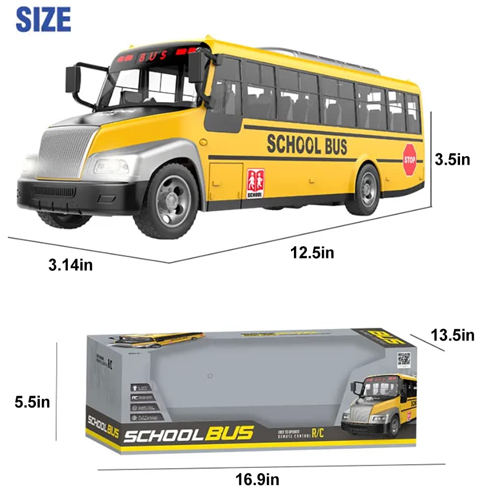 Liberty Imports RC School Bus - 2.4Ghz Remote Control Toy Bus with LED Lights, Rechargeable Electronic Vehicle for Kids