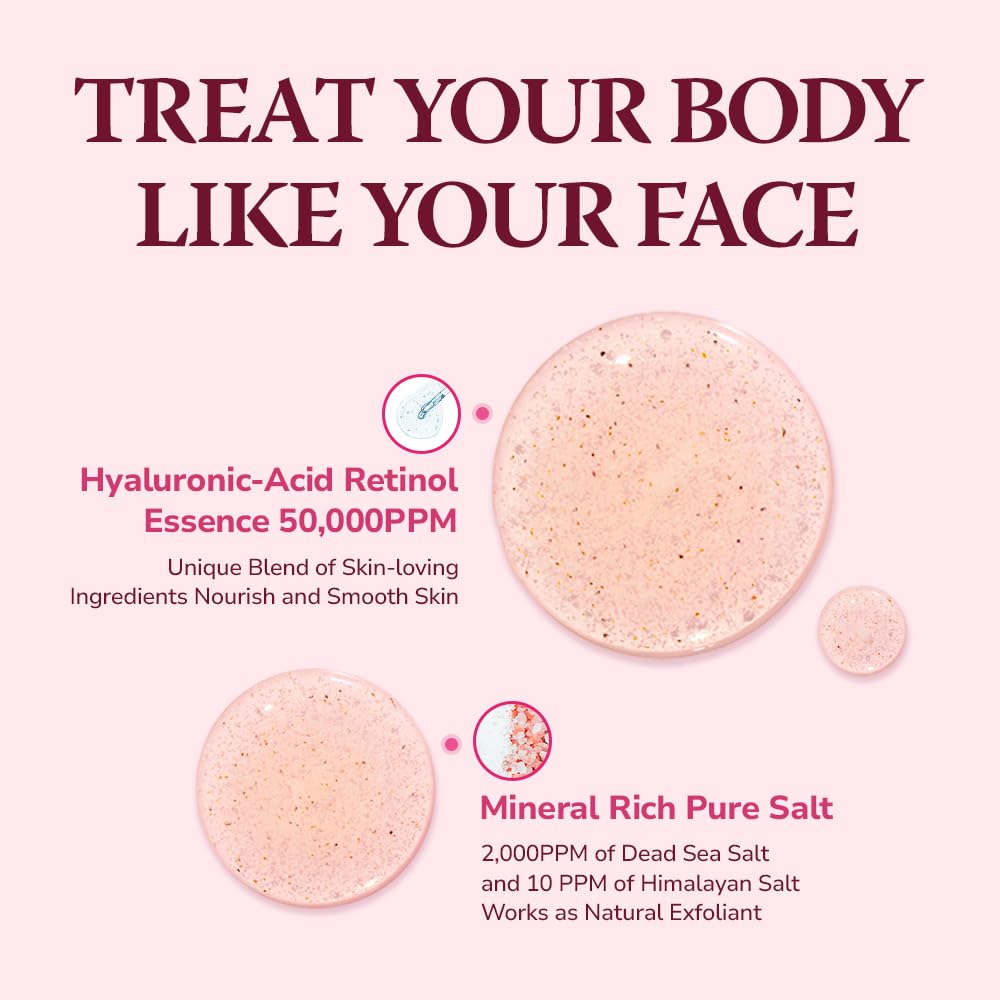 HIMALAYA Pink Salt Daily Scrub & Body Wash – Exfoliating Dead Sea & Himalayan Salt, Retinol & Hyaluronic Acid Moisturizing Shower Gel, 21.1oz