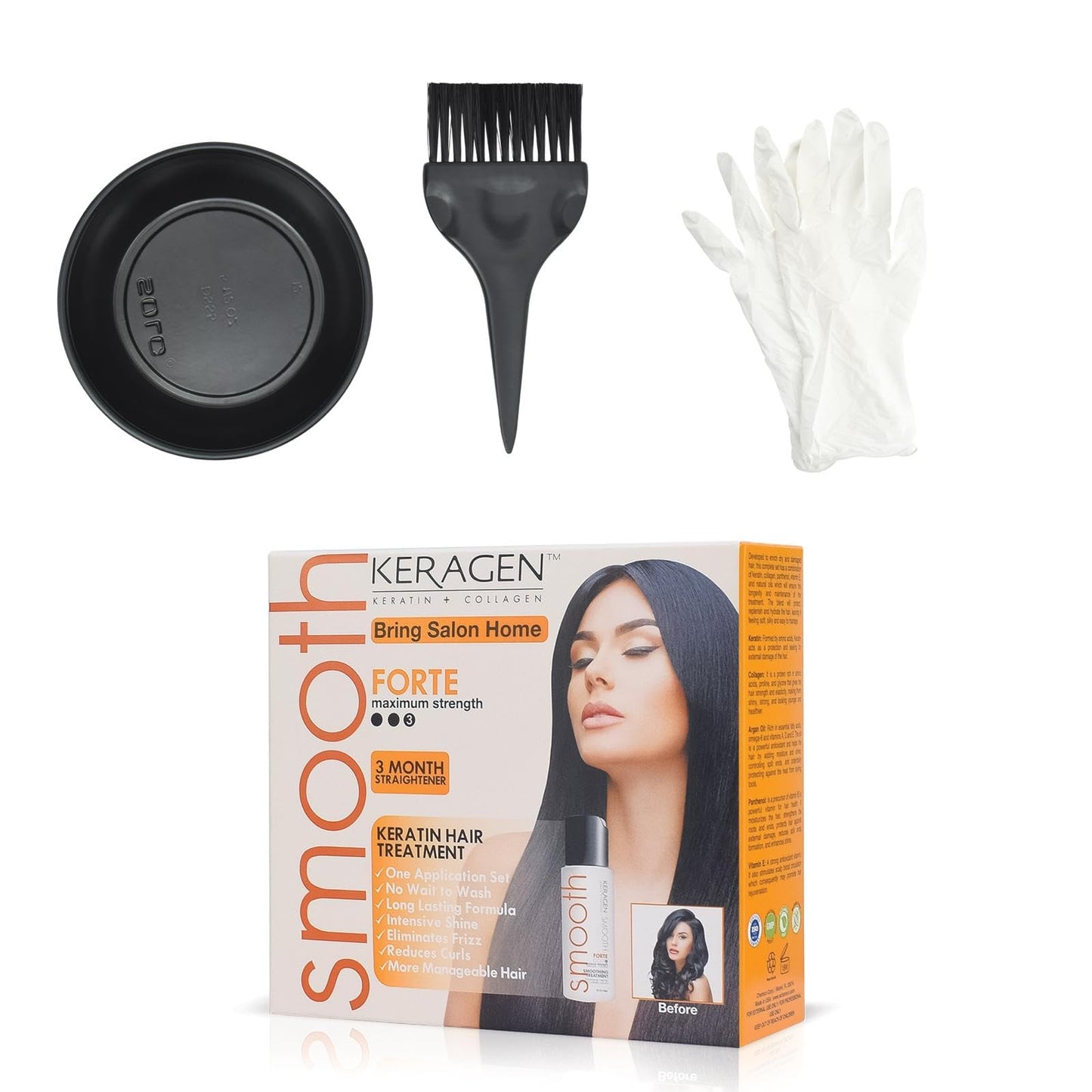 Keragen Brazilian Keratin Hair Smoothing Express Home Blowout Kit – Straightens & Smooths Frizz – Includes 2 Oz Forte Treatment, Clarifying Shampoo & Aftercare Samples