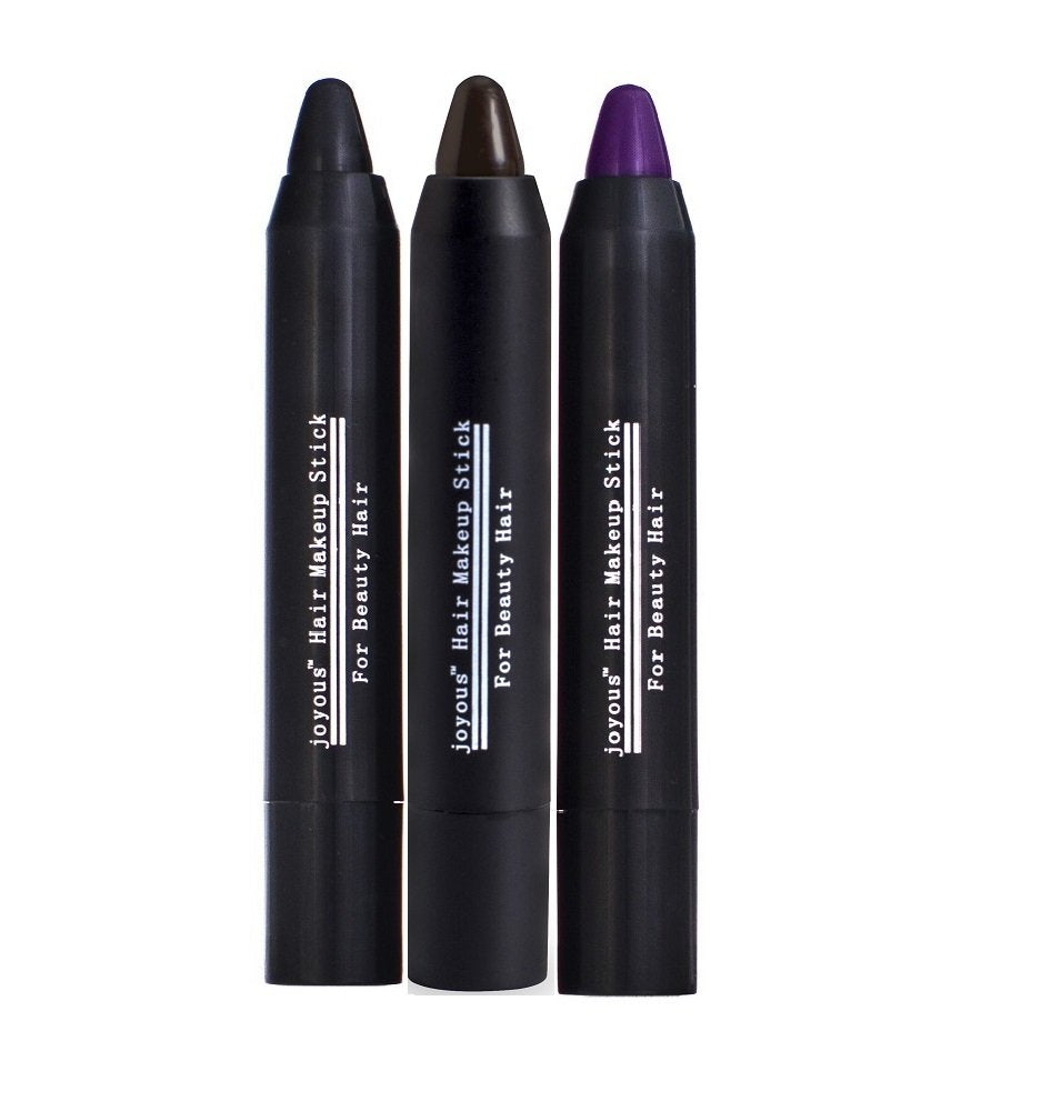 Professional Hair Chalk Temporary Hair Dye Non-toxic Hair Color Crayon Cover White Hair Color Patch (3packs-black-dark Brown-purple)