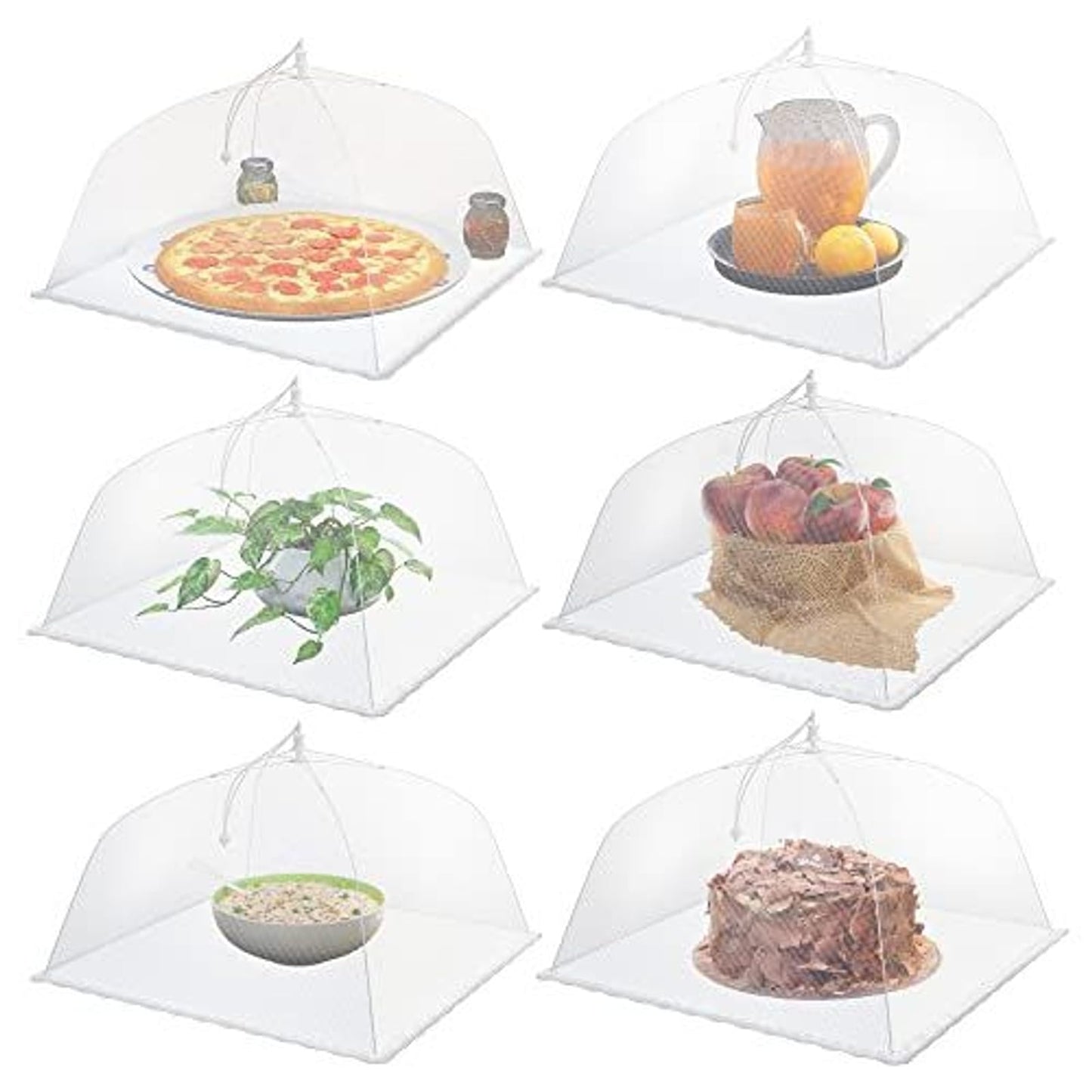 Simply Genius 6-Pack Pop-Up Mesh Food Covers – 17x17” Collapsible Umbrella Tents for Outdoor Parties, Picnics & BBQs