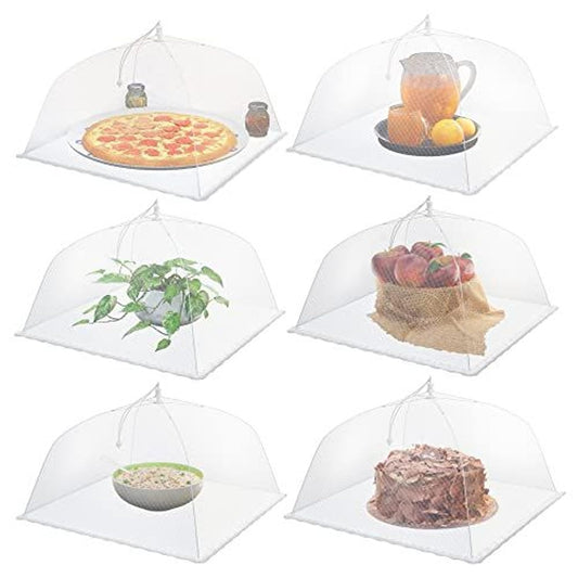 Simply Genius 6-Pack Pop-Up Mesh Food Covers – 17x17” Collapsible Umbrella Tents for Outdoor Parties, Picnics & BBQs