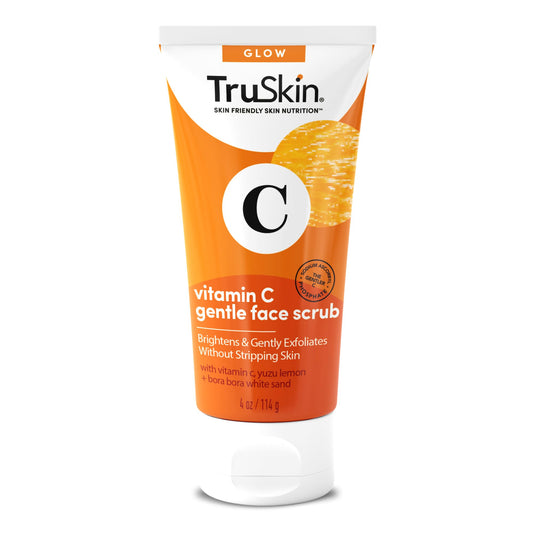 TruSkin Vitamin C Face Scrub – Daily Brightening Exfoliator with Yuzu Lemon & Bora Bora White Sand, Softens & Smooths Skin, 4 fl oz