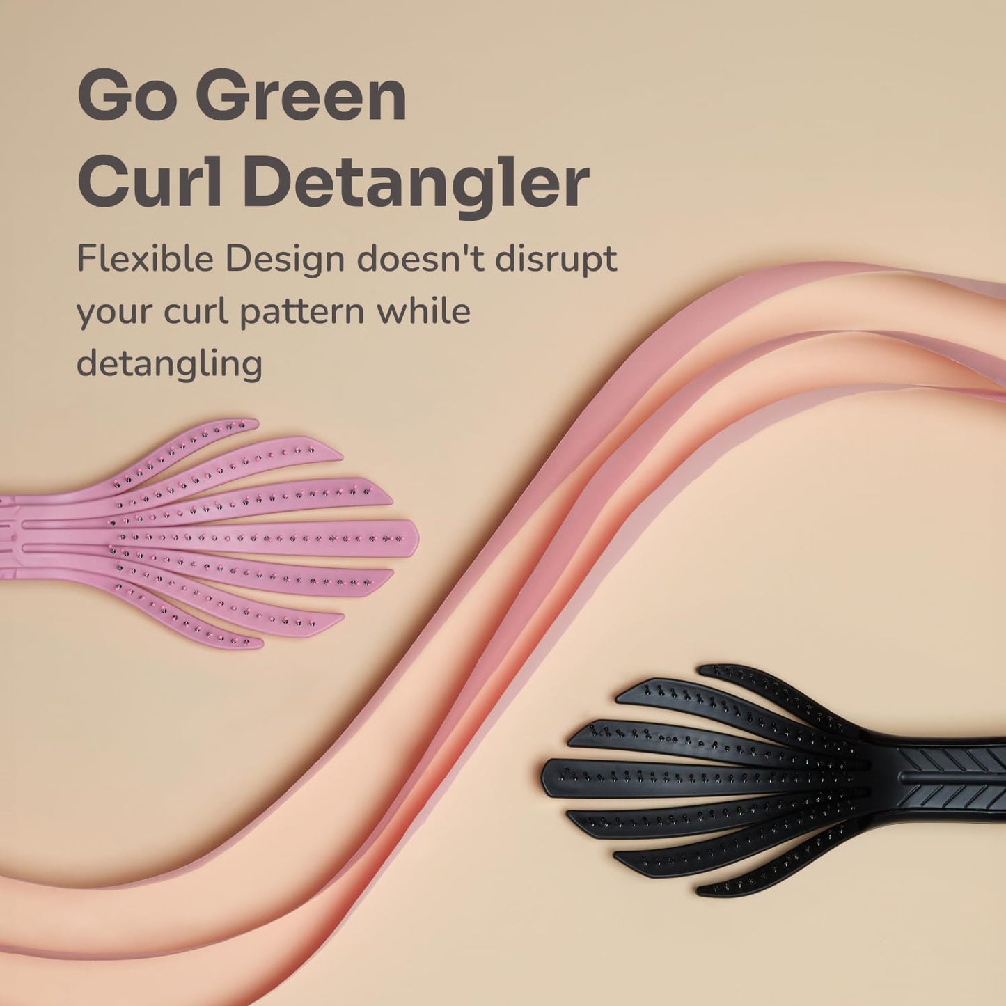 Wet Brush Go Green Curl Detangler, Pale Pink – Ultra-Soft IntelliFlex Bristles for Easy, Pain-Free Detangling – Great for Curly, Wet & Dry Hair