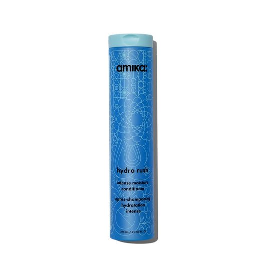 amika hydro rush intense moisture conditioner with hyaluronic acid | for dry, textured, or coarse hair types 2a-4c, long-lasting hydration, color-safe, keratin + chemically treated safe, 275ml