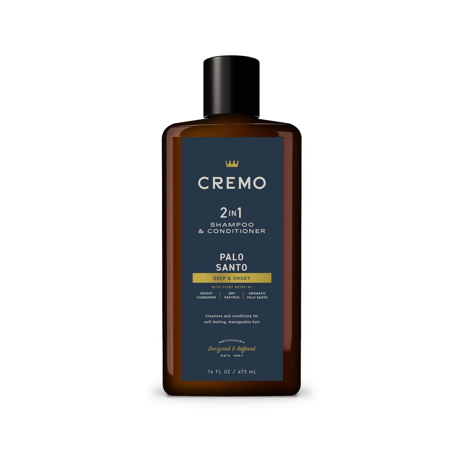Cremo Palo Santo Barber Grade 2-n-1 Shampoo & Conditioner, Notes of Bright Cardamom, Dry Papyrus and Aromatic Palo Santo,16 Fl Oz