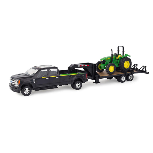 ERTL Ford F350 Pickup & John Deere Tractor Toy Set 1:32 Scale with Gooseneck Trailer, Kids 3+ Ages, 17.25" Play Vehicles