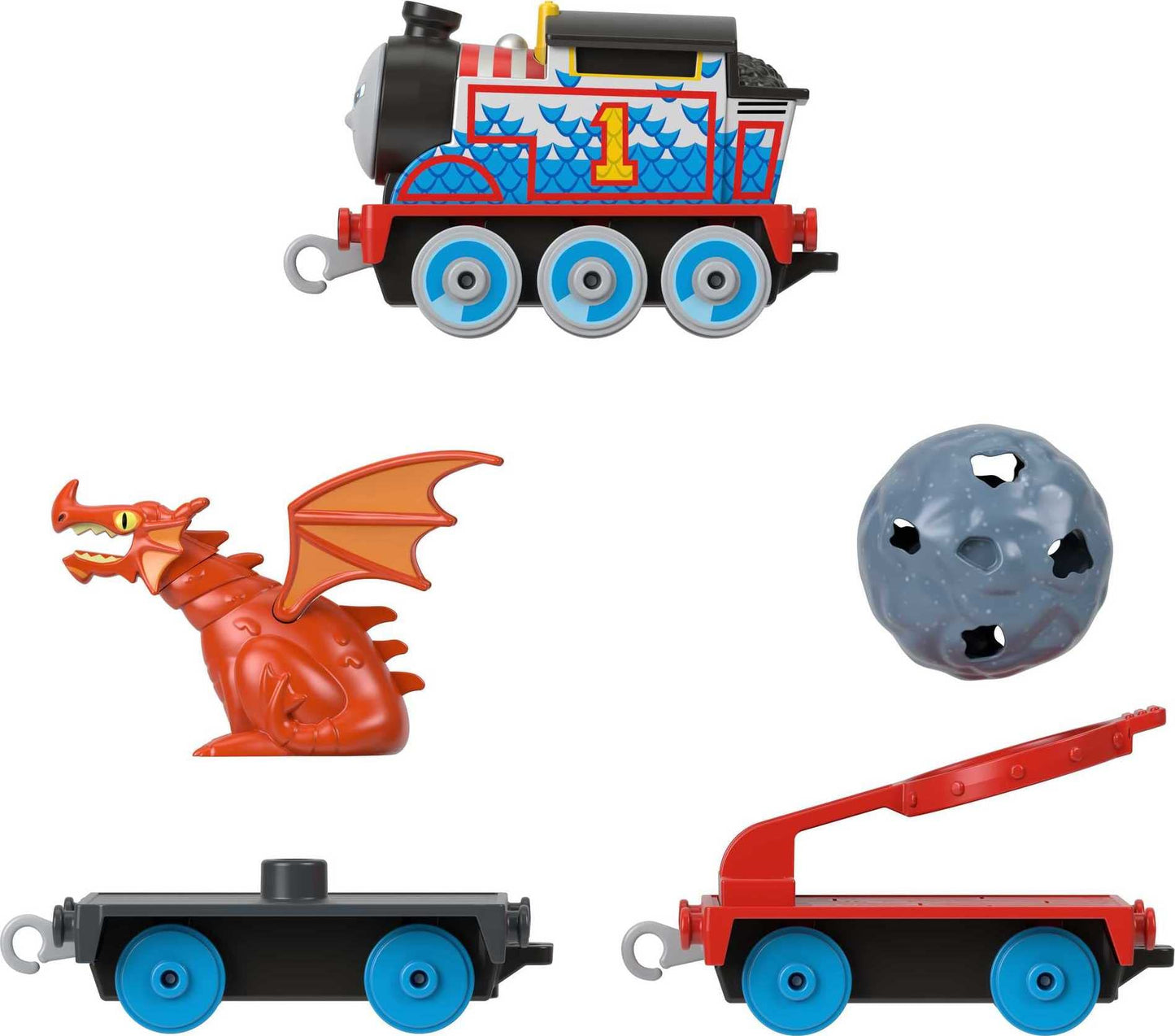 Thomas & Friends Diecast Toy Train Medieval Thomas Push-Along Engine with Boulder Launcher for Preschool Pretend Play Kids Ages 3+ Years