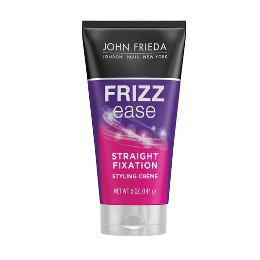 John Frieda Frizz Ease Straight Fixation Styling Crème, Smooths & Straightens Frizzy Hair with Milk Protein & Almond Oil, Heat Protectant, 5 Oz