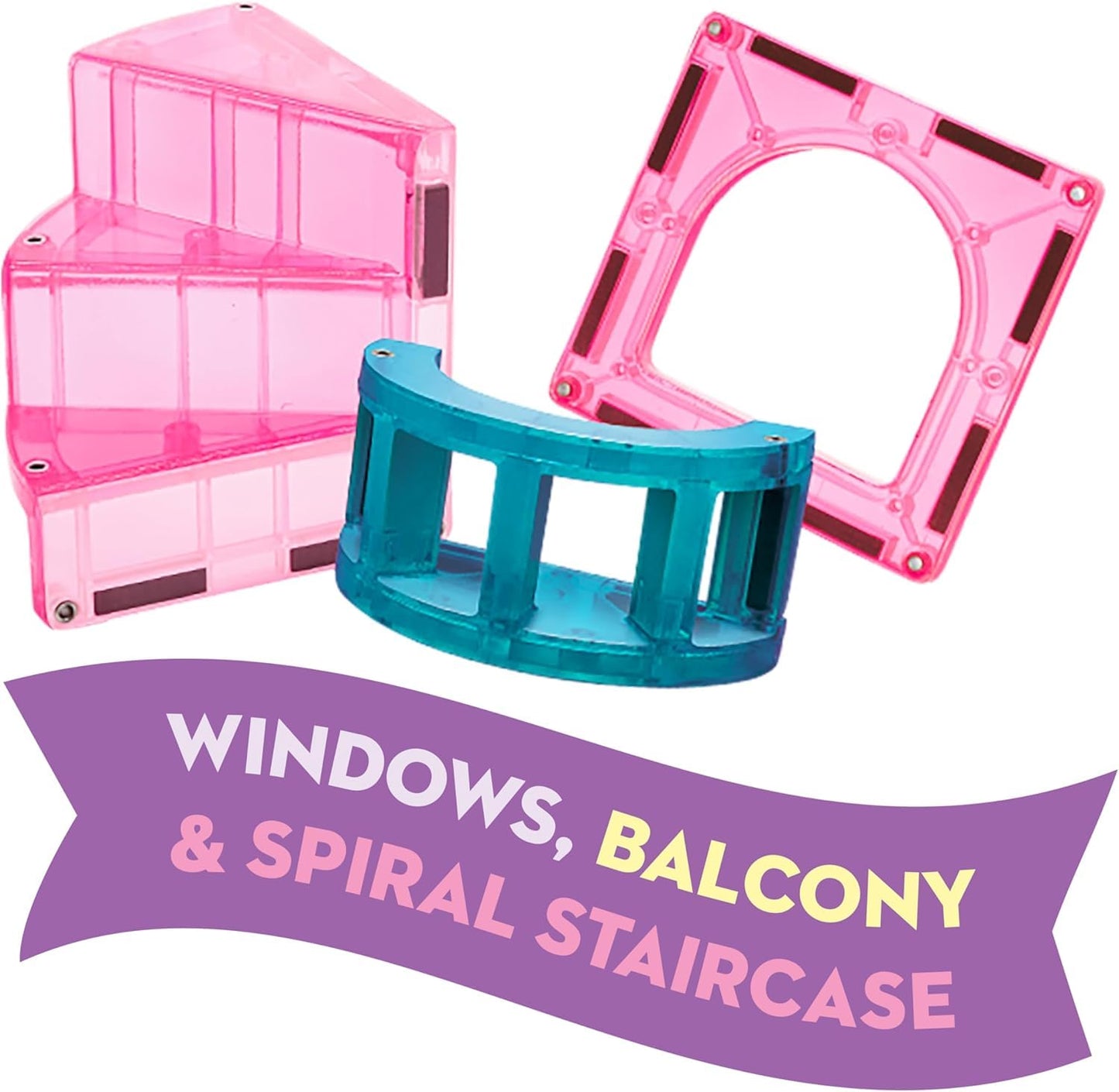 MAGNA-TILES Castle DLX 48-Piece Magnetic Construction Set, The Original Magnetic Building Brand