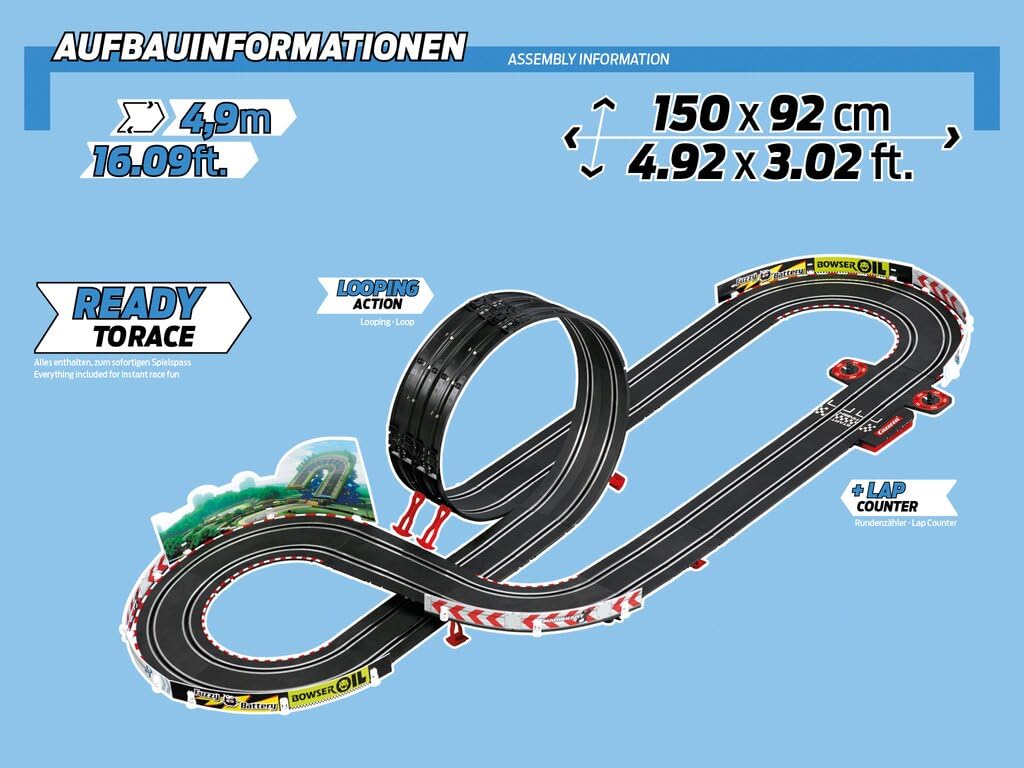 Carrera GO Electric Powered Slot Car Racing Kids Toy Race Track Set 1:43 Scale, Mario Kart