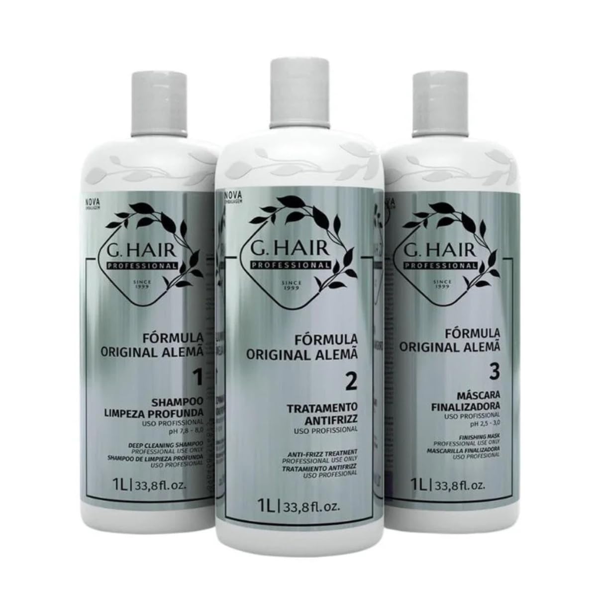 G.HAIR Original Formula Smoothing Keratin Treatment Kit (3 Steps) 33.8oz / 1L